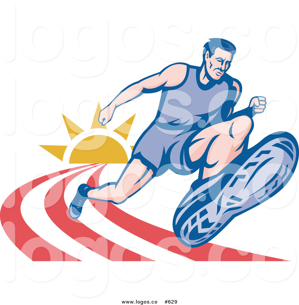 Fast Runner Logo Logo Of A Sprinter Over A British Union Jack Flag