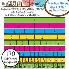 Fraction Strips   Pieces Set  Clip Art Graphics For Teachers