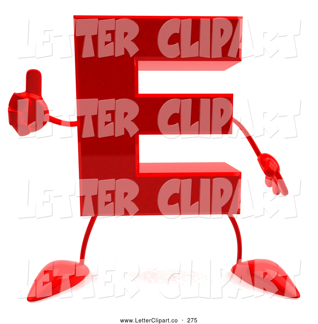     Friendly Red Letter E With Arms And Legs Giving The Thumbs Up By Julos