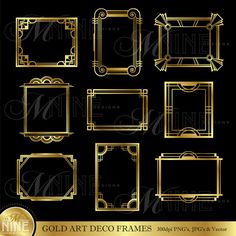 Gold Art Deco Frames Digital Clipart Instant By Mninedesigns More