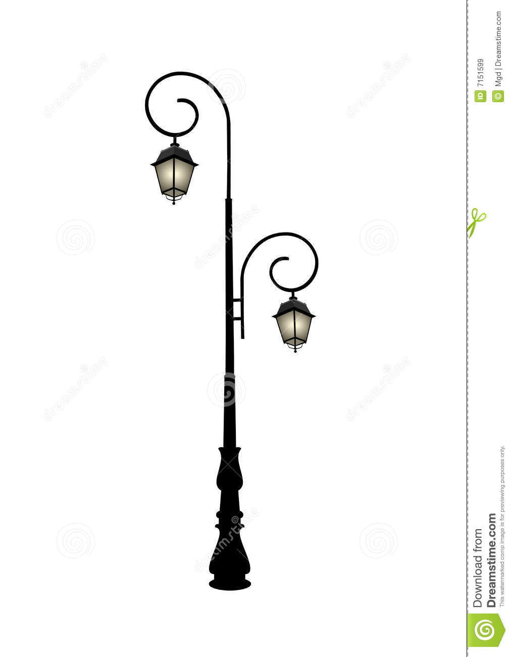 Illustration Of A Black Antique Street Lamp Post On White Background