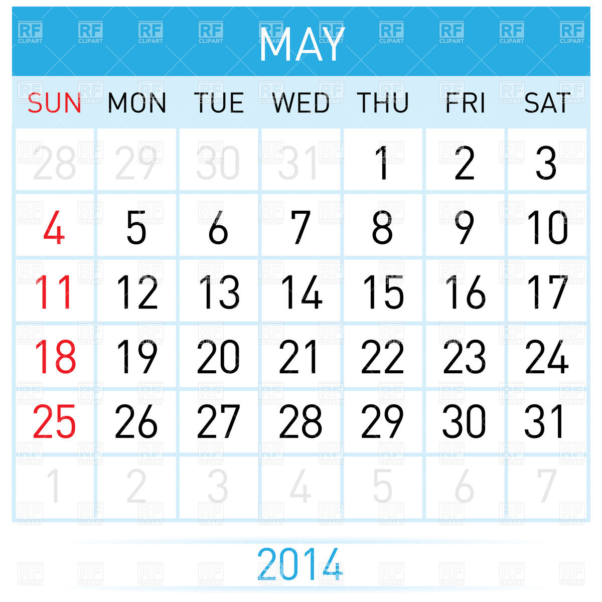 May 2014 Month Calendar 7007 Calendars Layouts Download Royalty