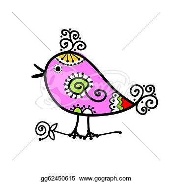 Of Funny Colorful Bird For Your Design  Clipart Drawing Gg62450615