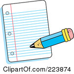 Rf Clipart Illustration Of A Pencil Writing On A Piece Of Ruled Paper