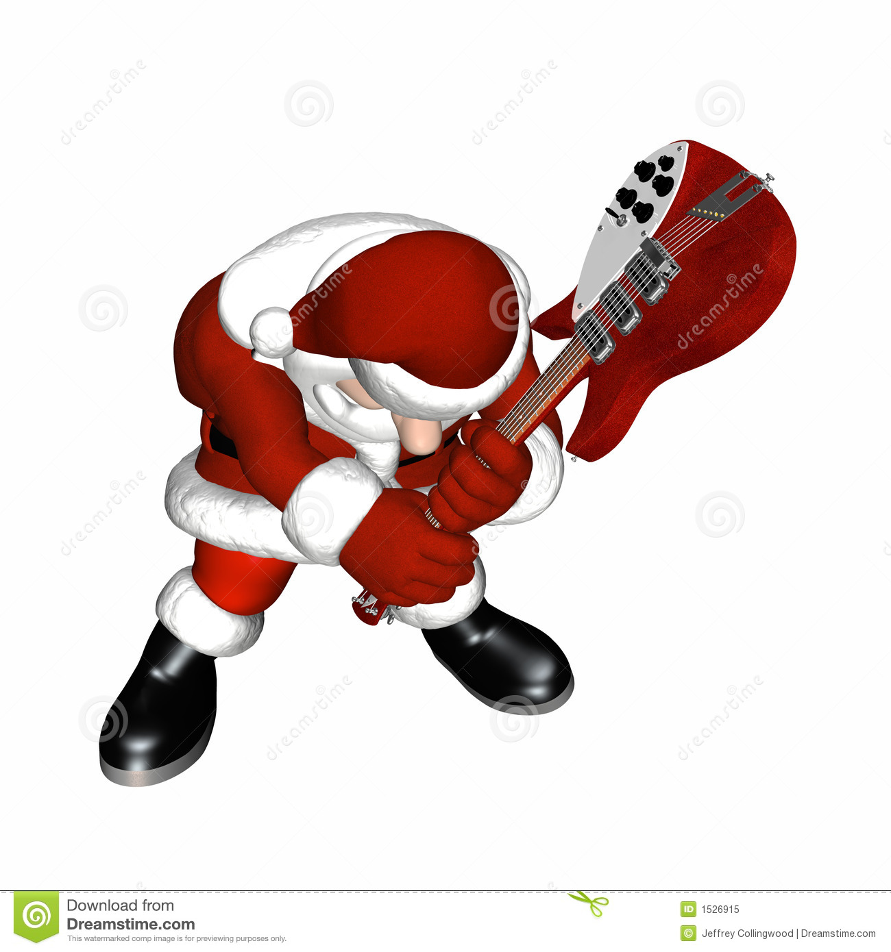 Santa Smashing A Guitar   Testing Durability  Isolated On A White    