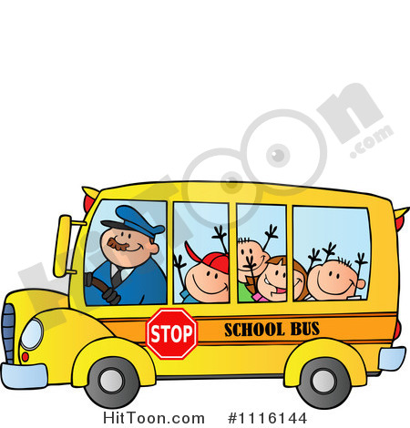 School Bus Clipart  1116144  Happy School Bus Driver And Children By