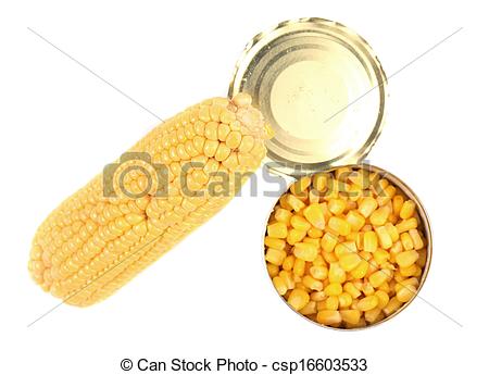Stock Photos Of Composition Of Corn Cop And Canned Corn Isolated On A