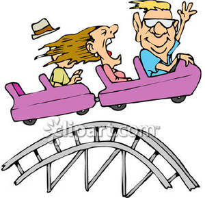 Three People On A Roller Coaster   Royalty Free Clipart Picture
