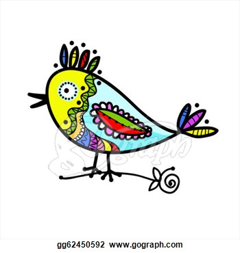Vector Art   Sketch Of Funny Colorful Bird For Your Design  Clipart