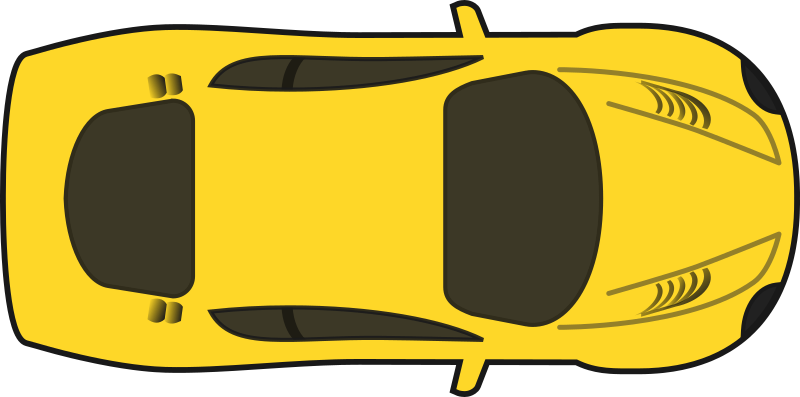 Yellow Racing Car  Top View