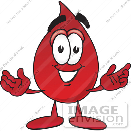33381 Clip Art Graphic Of A Transfusion Blood Droplet Mascot Cartoon