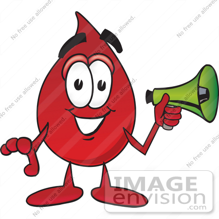 33390 Clip Art Graphic Of A Transfusion Blood Droplet Mascot Cartoon