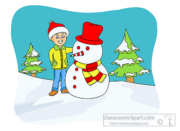 Christmas Clipart   Winter Scenes Snowman 1020   Classroom Clipart