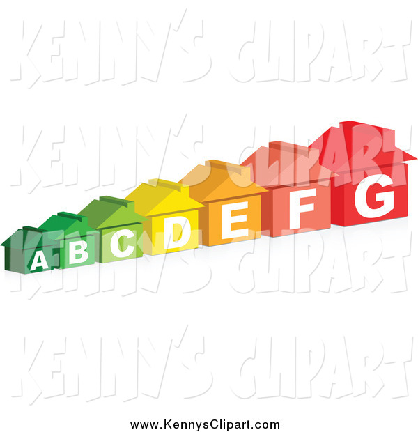 Clip Art Of A 3d Row Of Colorful Energy Rating Houses