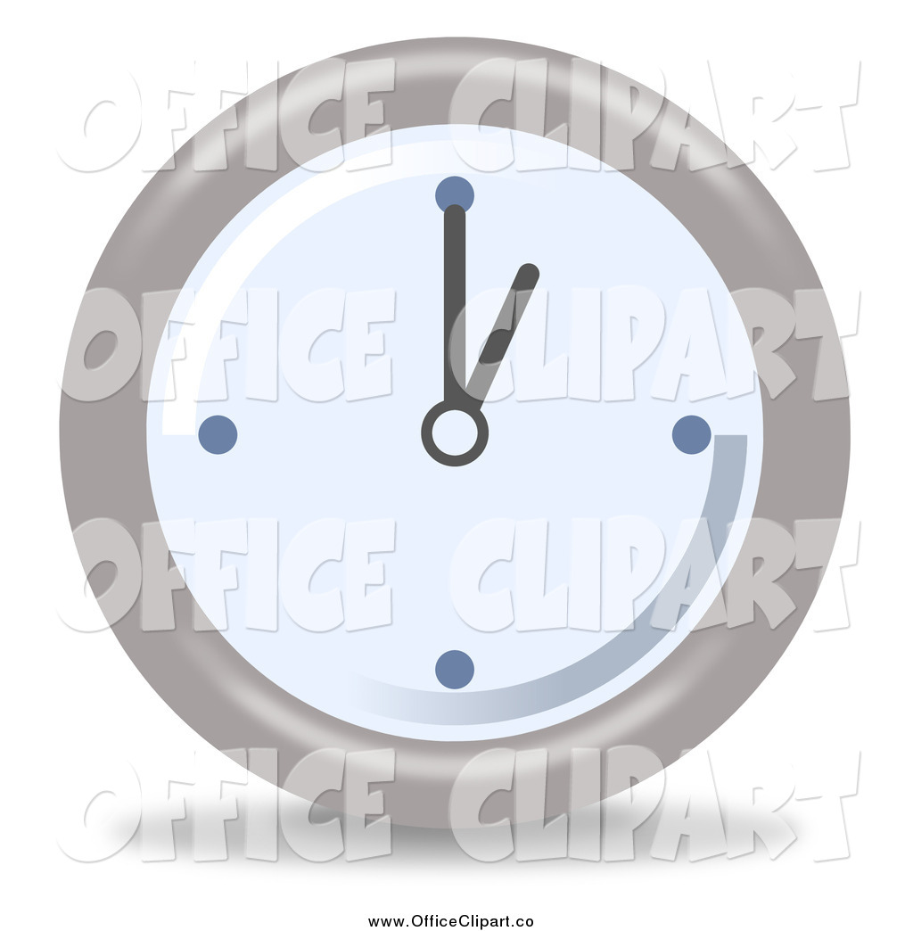 Clip Art Of A Round Chrome And Blue Wall Clock