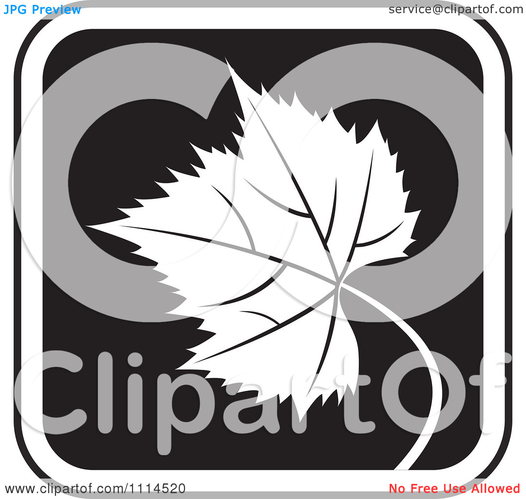 Clipart Black And White Grape Leaf Icon Button   Royalty Free Vector