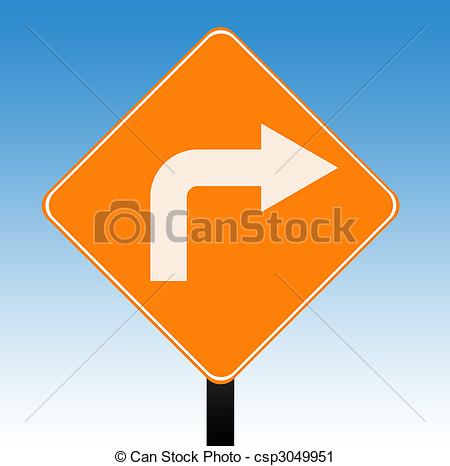 Clipart Of Directional Sign   Turning Corner Directional Road Sign    