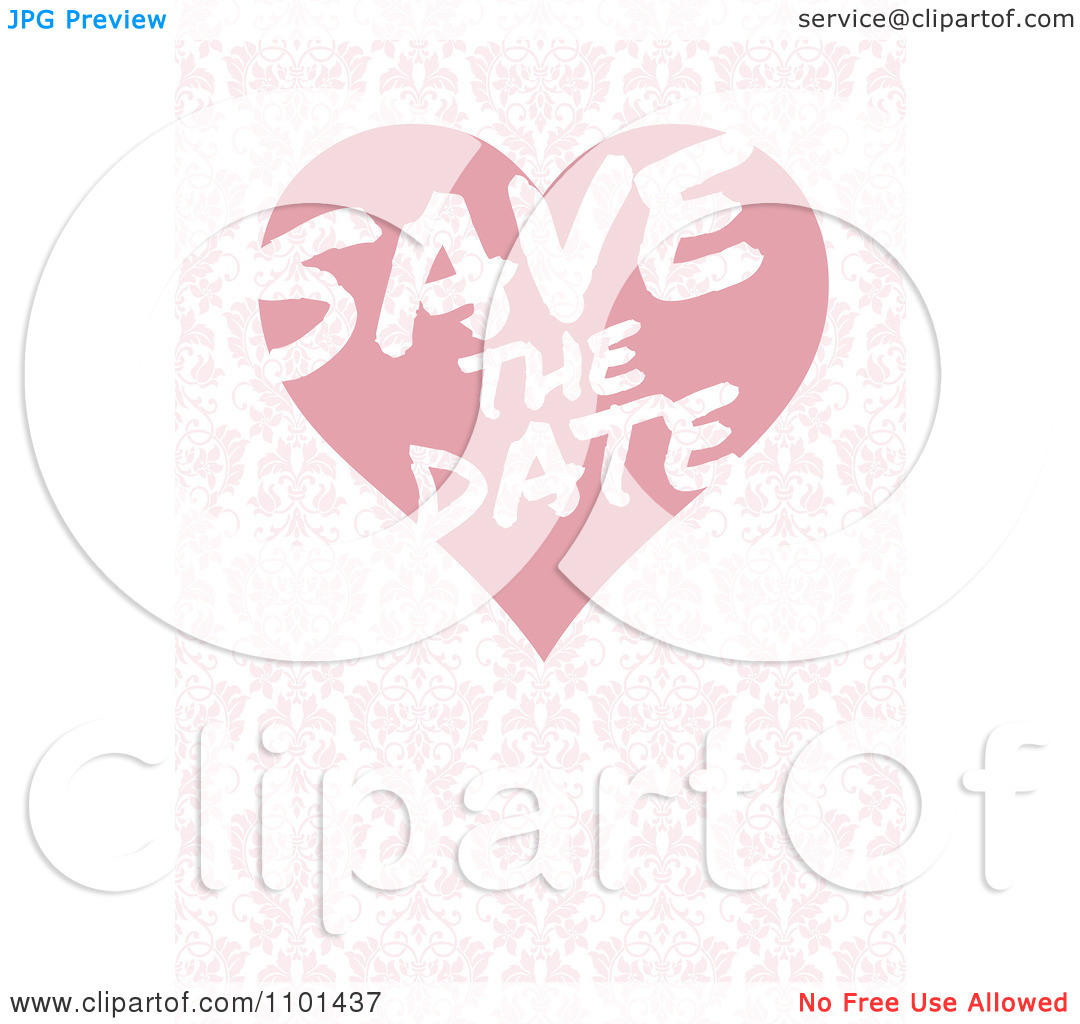 Clipart Pink Floral Save The Date Wedding Background With A Heart