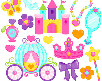 Colorful Princess Clip Art   Princess Clipart  Commercial Use
