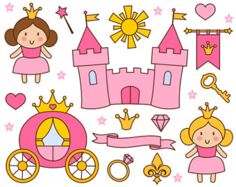 Cute Little Princess Clip Art Pink Princess Clipart Castle Crown    
