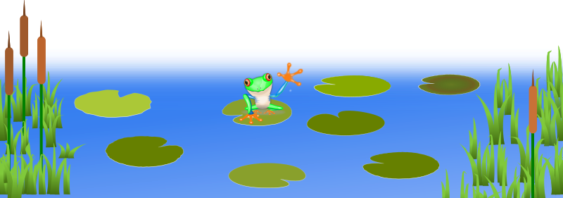 Frog On Bluish Pond By Schugschug   Basic Pond Scene With Happy Frog    