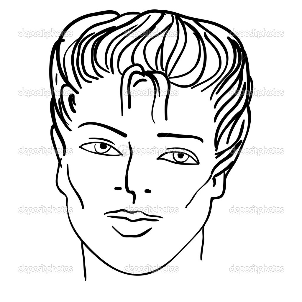 Hand Drawn Fashion Model  Vector Illustration  Man Face   Stock