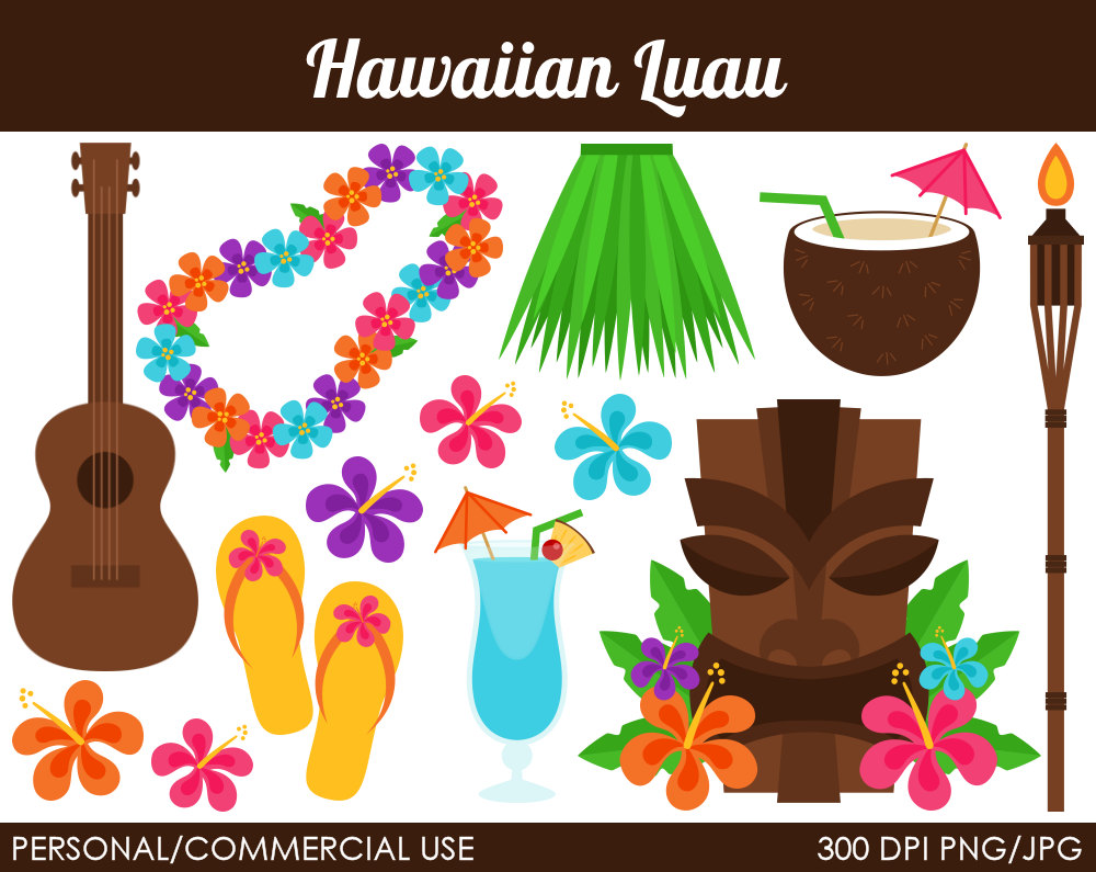 Hawaiian Luau Clipart Digital Clip Art Graphics By Mareetruelove