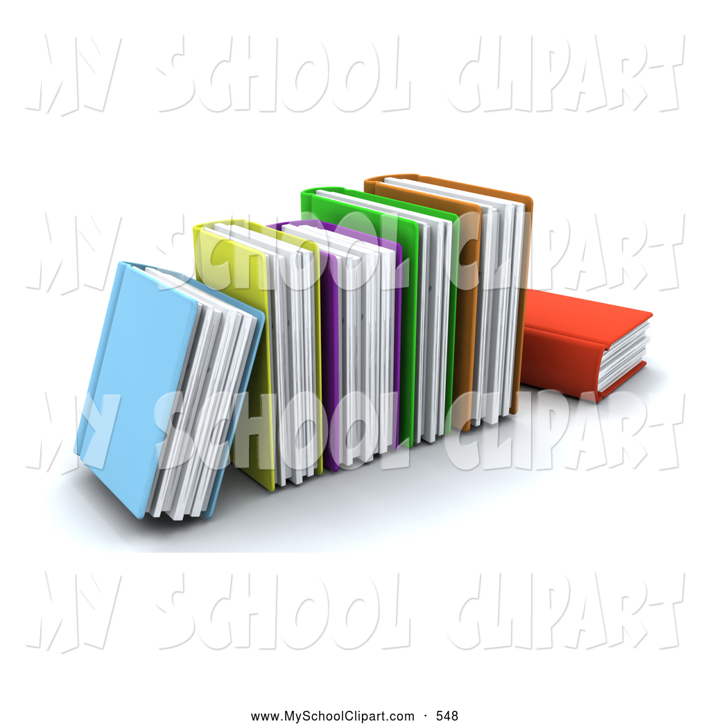 Larger Preview  Clip Art Of A Row Of Colorful Thick School Text Books