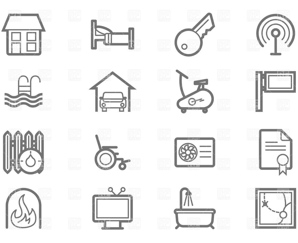 Real Estate And Accommodation Amenities Icon Set 4728 Architecture    
