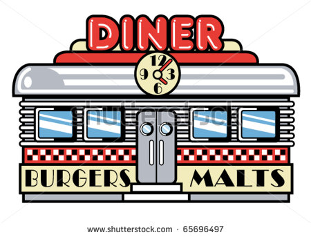 Retro Or Vintage Fifties Style Diner Or Restaurant With The Signs