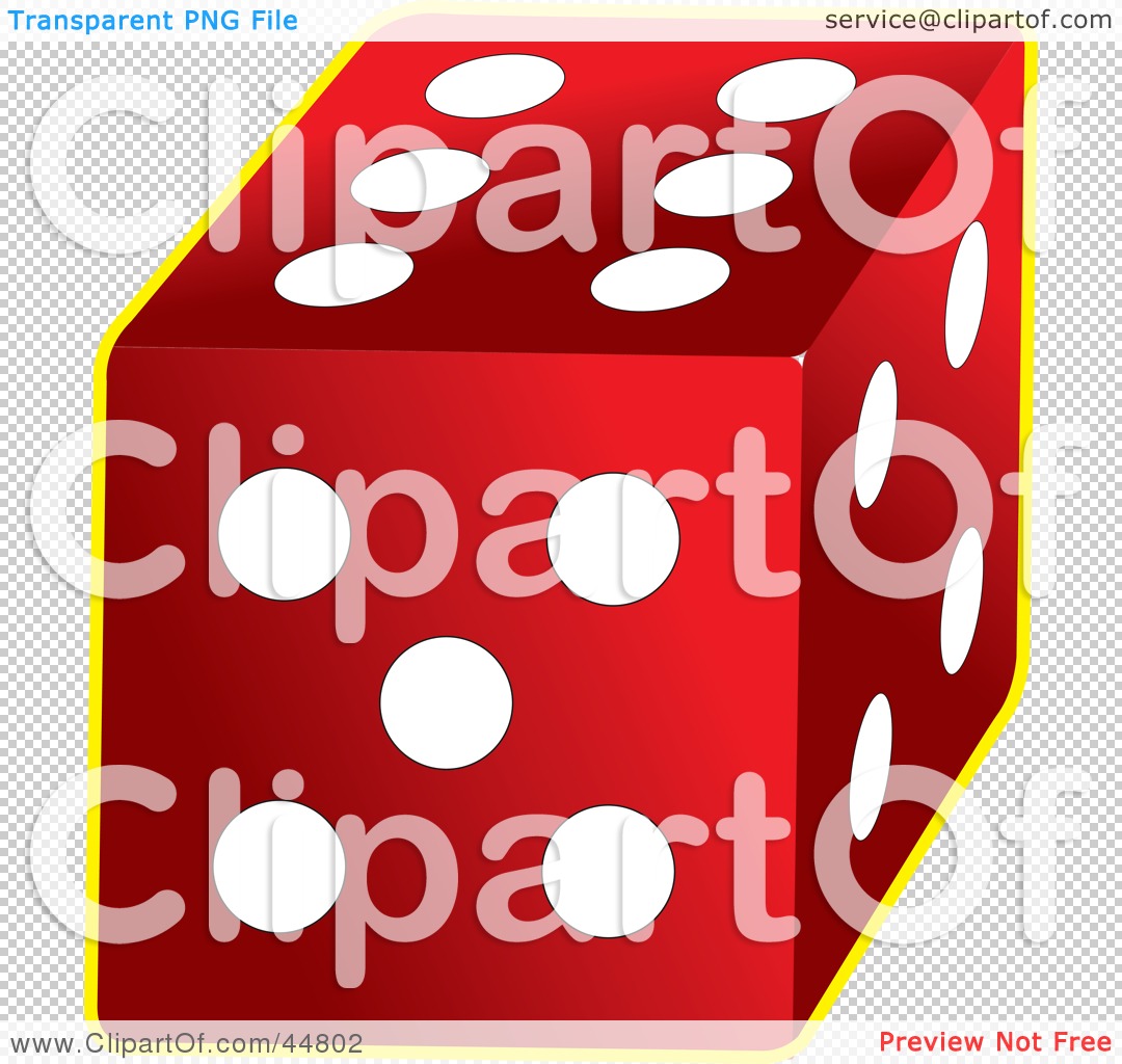Rf  Clipart Illustration Of A Red Dice With Six White Dots On The Top