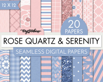 Rose Quartz And Serenity Scrapbook Digital Papers A4 Size Commercial