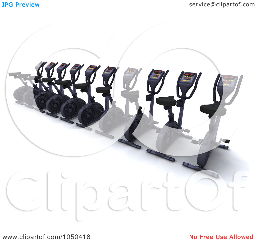 Royalty Free  Rf  Clip Art Illustration Of A 3d Row Of Spin Bikes By