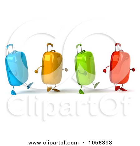 Royalty Free  Rf  Illustrations   Clipart Of 3d Rolling Suitcases  1