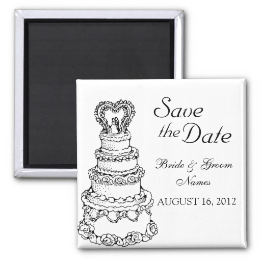 Save The Date Magnets Wedding Cake Couple Clipart