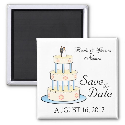 Save The Date Magnets Wedding Cake Couple Clipart   Zazzle