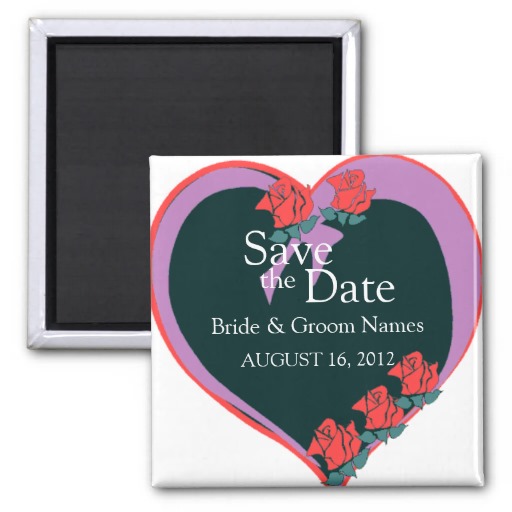 Save The Date Magnets Wedding Purple Heart Clipart