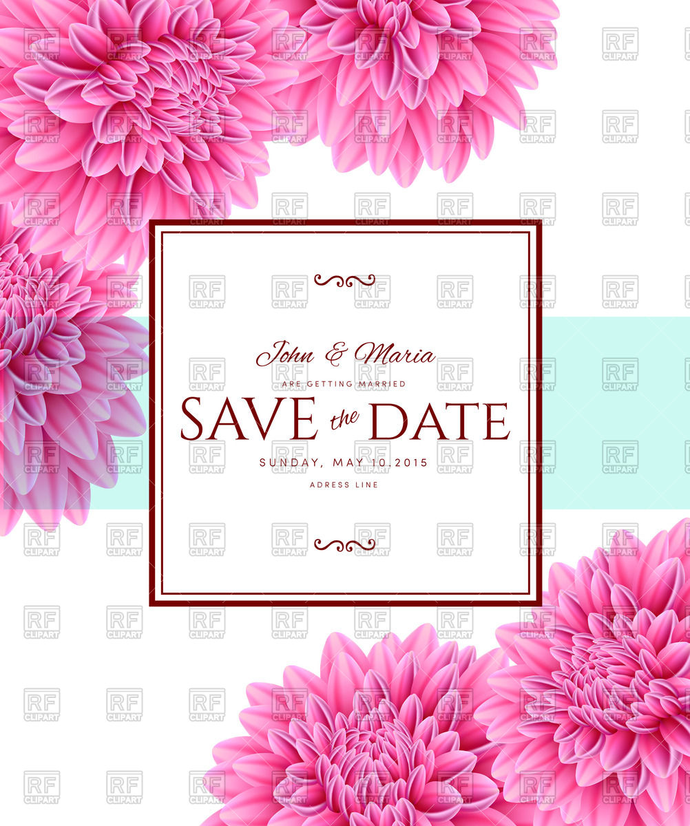 Save The Date Wedding Card With Aster Flowers 50990 Download Royalty    