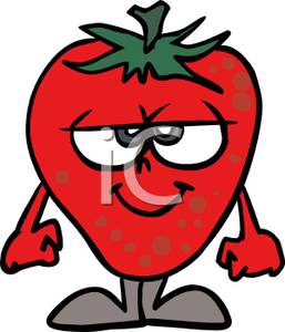 Silly Cartoon Strawberry   Royalty Free Clipart Picture