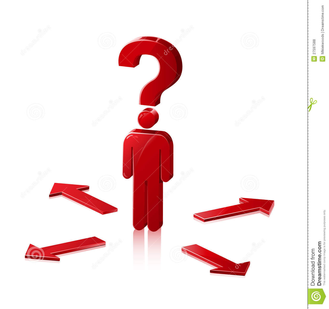 Stick Figure Man Shown With A Question Mark Over His Head Because Of