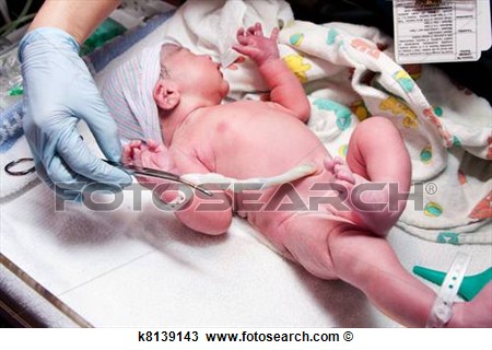 Stock Photo   Newborn Cute Infant Baby With Umbilical Cord  Fotosearch    