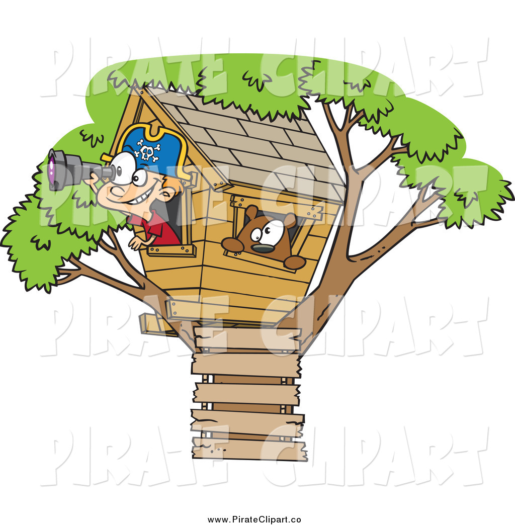 Vector Clip Art Of A Pirate Boy Using A Telescope In His Tree House By    