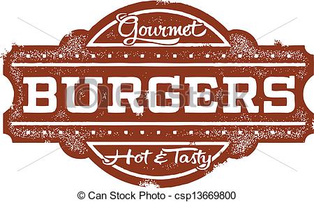 Vector Clipart Of Vintage Burger Sign   Vintage Style Hamburger Sign