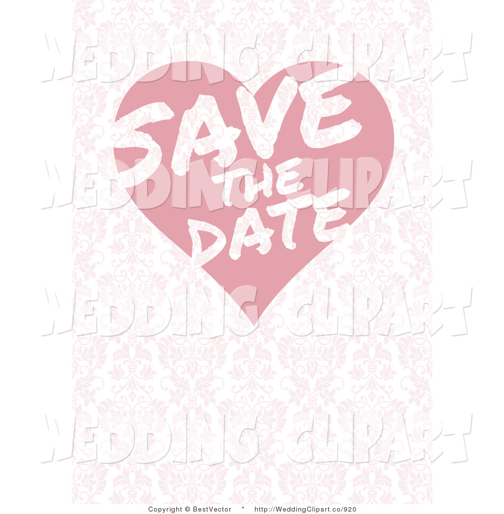 Vector Marriage Clipart Of A Pink Floral Wedding Save The Date