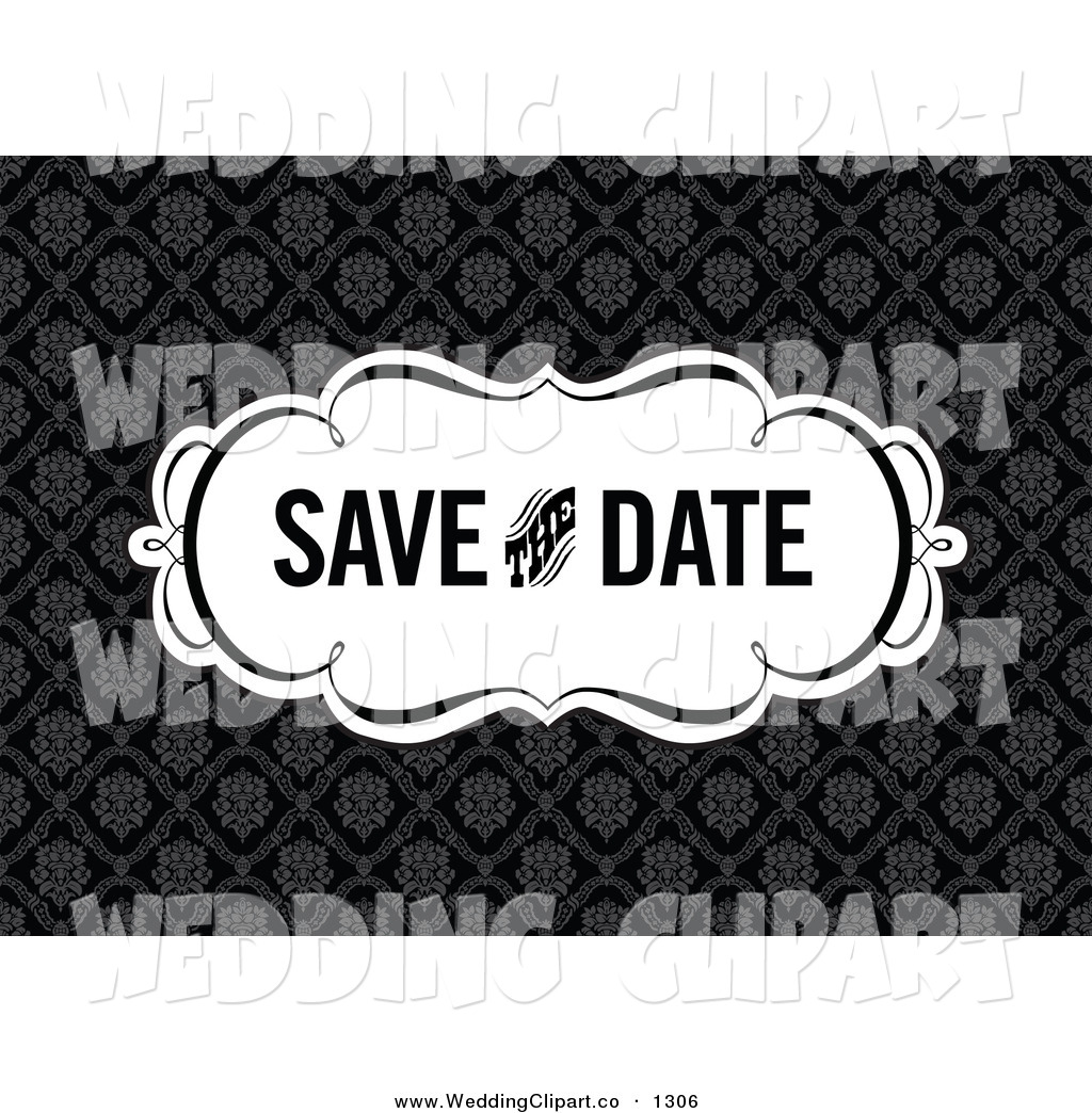 Vector Marriage Clipart Of A Retro Save The Date Wedding Damask Design