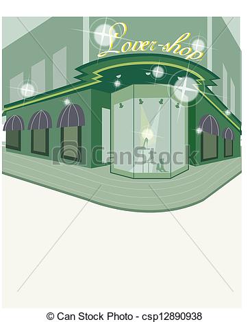 Vector   Shops At A Street Corner   Stock Illustration Royalty Free