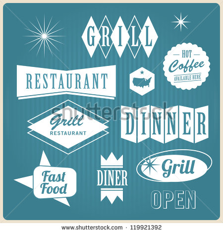 Vintage Retro Restaurant Signs Badges And Labels   Stock Photo