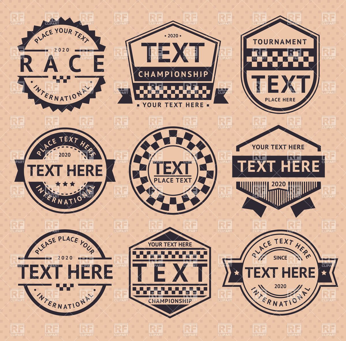 Vintage Style Sepia Racing Emblems 17267 Download Royalty Free