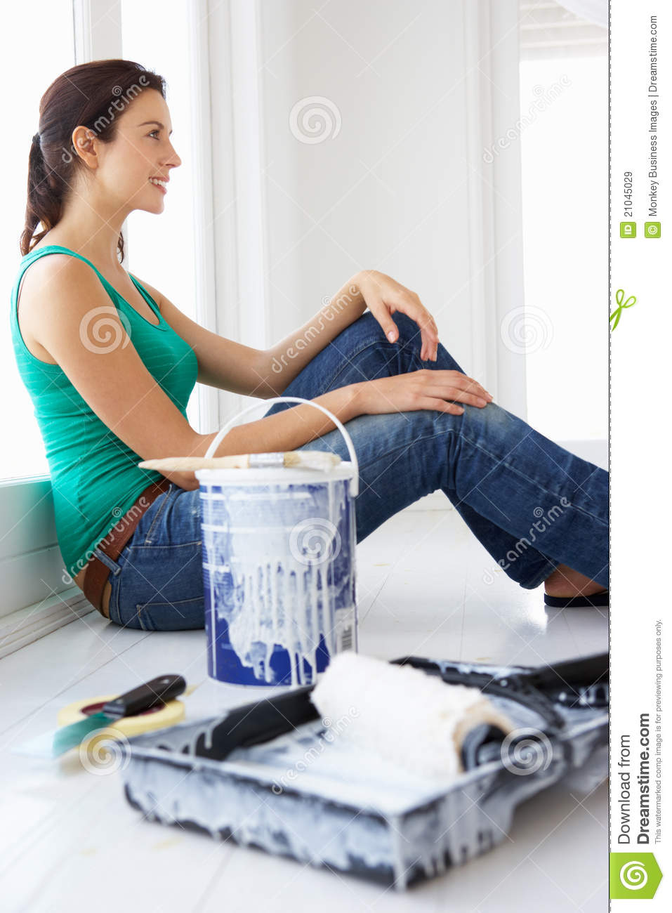 Woman Painting House Royalty Free Stock Images   Image  21045029