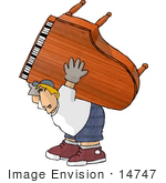 14747 Piano Moving Man Carrying A Grand Piano Clipart By Djart